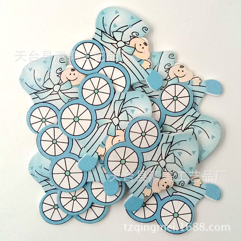 Baby Series Cochecito de madera con botones hermosos adornos hechos a mano 10 piezas en un paquete