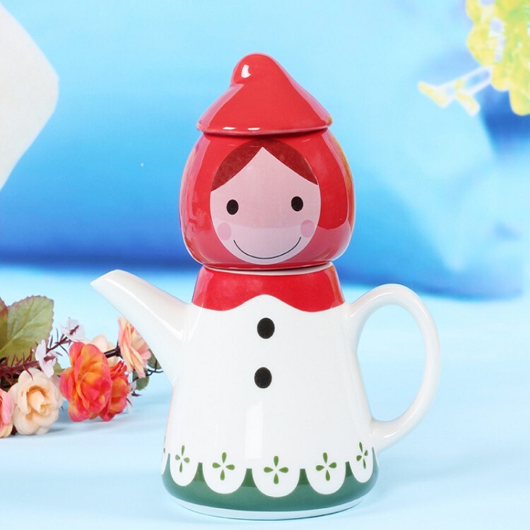Korean style Little Red Riding Hood creative ceramic cup set exquisite high quality ceramic pottery pot TEN FOR ONE teapot Cup