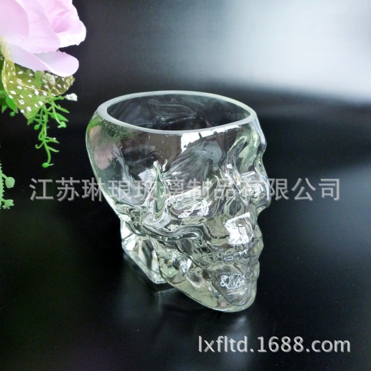 骷髅头玻璃杯300ml晶白料高档万圣节玻璃杯伏特加酒杯骷髅头酒瓶