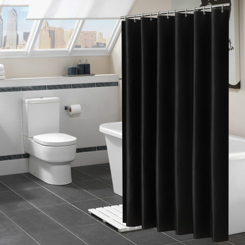 Cross-Border Spot Shower Curtain Wholesale Plain Polyester Waterproof Shower Curtain Bathroom Partition Curtain Shower Curtain Factory