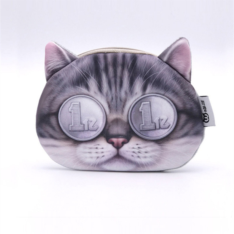 Cartoon Cat Coin Purse, Cat Coin Bag, Clutch Bag, Key Holder, Animal Print Wallet, Street Fashion Pattern