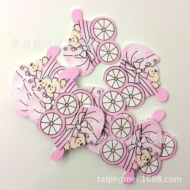 Baby Series Cochecito de madera con botones hermosos adornos hechos a mano 10 piezas en un paquete