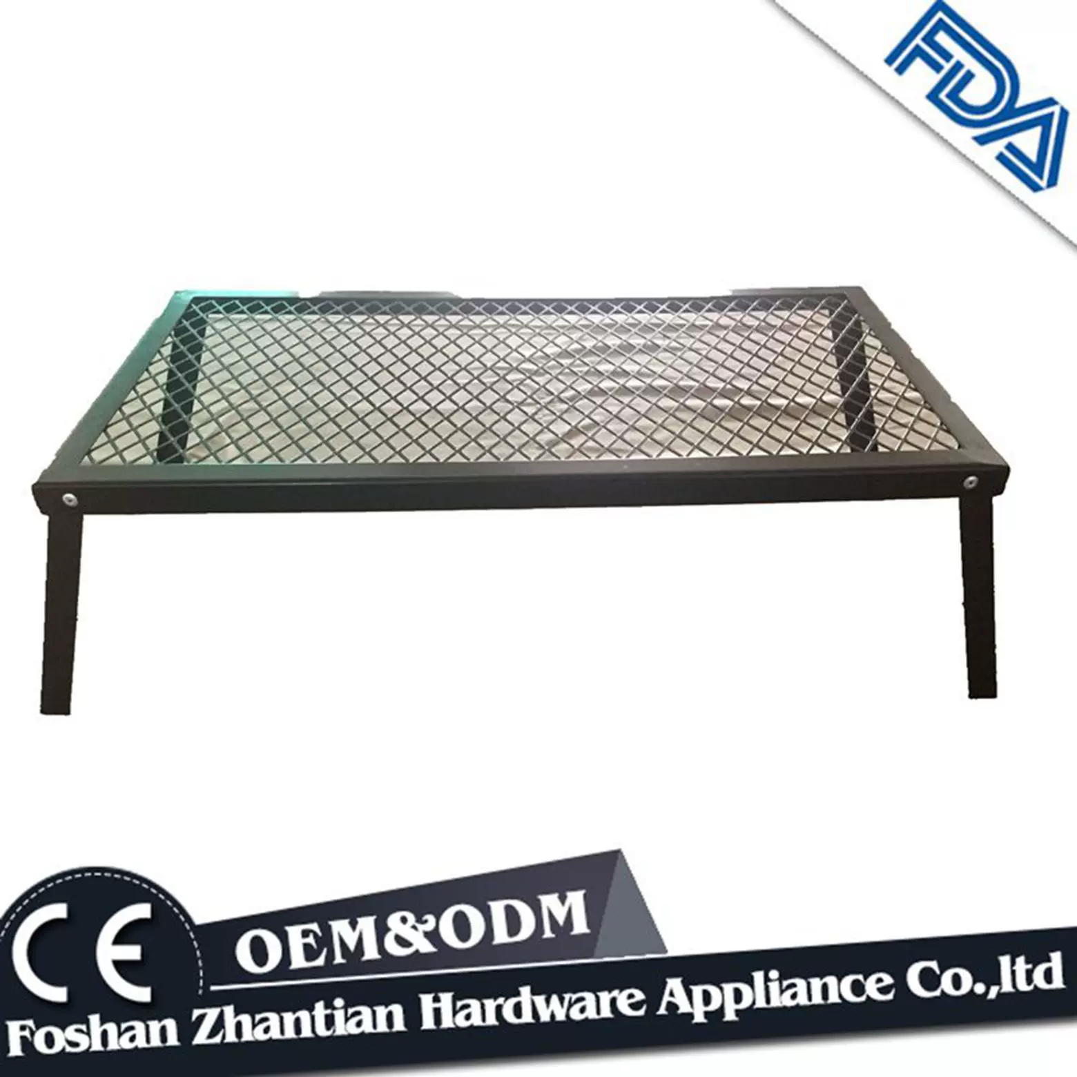 现款折叠耐温烧烤架 焊接式钢板网野营柴火架 户外烤架跨境便携