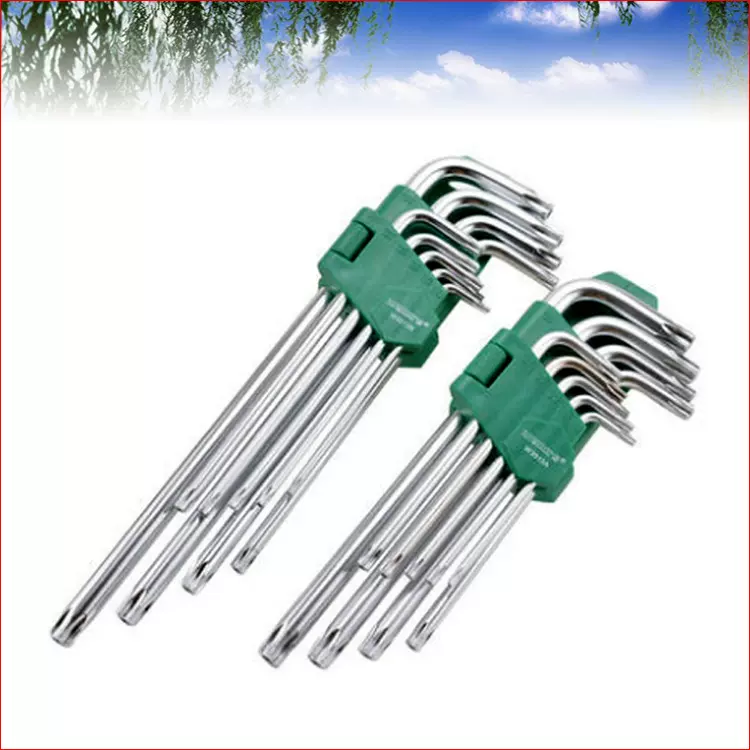 威力狮9件套梅花型内六角扳手 公制加长特长6角扳手 螺丝刀W9913A