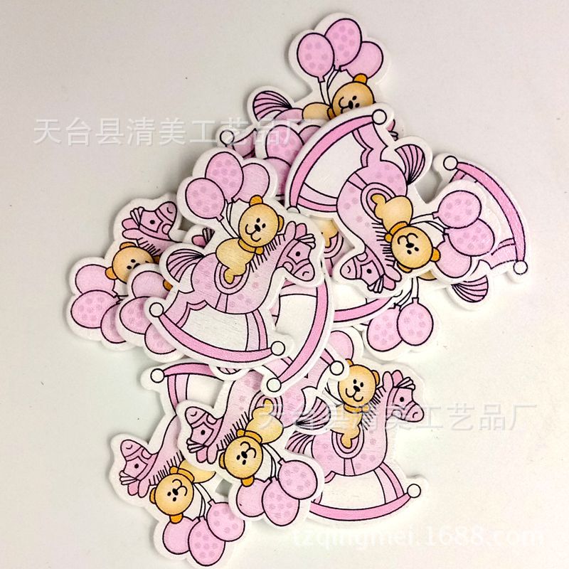 Baby Series Trojan Baby Forma de bebé Botón de madera Hermosas decoraciones hechas a mano 10 piezas en un paquete