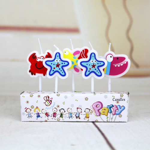 Korean version manufacturer wholesale birthday creative cartoon candles children's animals five smokeless dessert cake decoration candles