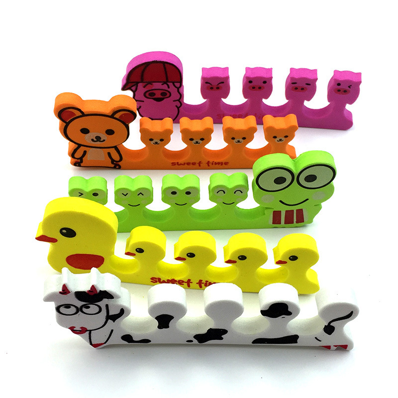 Venta directa de fábrica animal dedo separador de dibujos animados niños dedo separador algodón/esponja lindo dedo separador respetuoso del medio ambiente e insípido