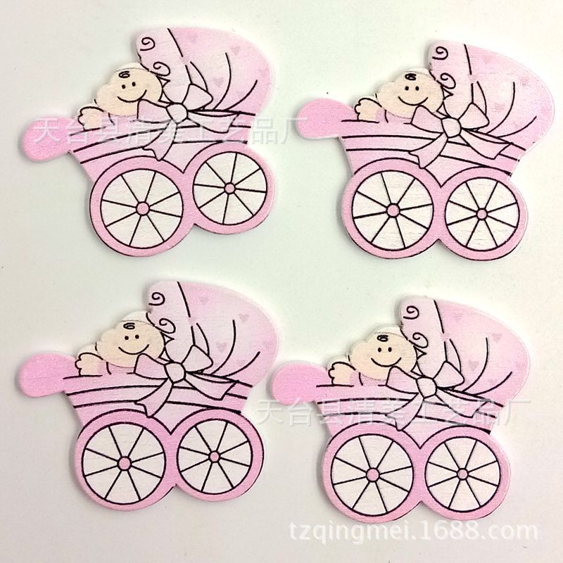 Baby Series Cochecito de madera con botones hermosos adornos hechos a mano 10 piezas en un paquete
