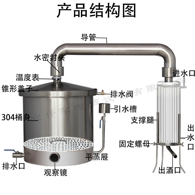 家庭用酒造設備大中小型白酒蒸酒器焼酎酒造器蒸留設備蒸留水純露機|undefined