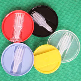 八宝粥盖子7113马口铁塑料盖带一次性叉勺子 7.5cm猫狗罐头塑料盖