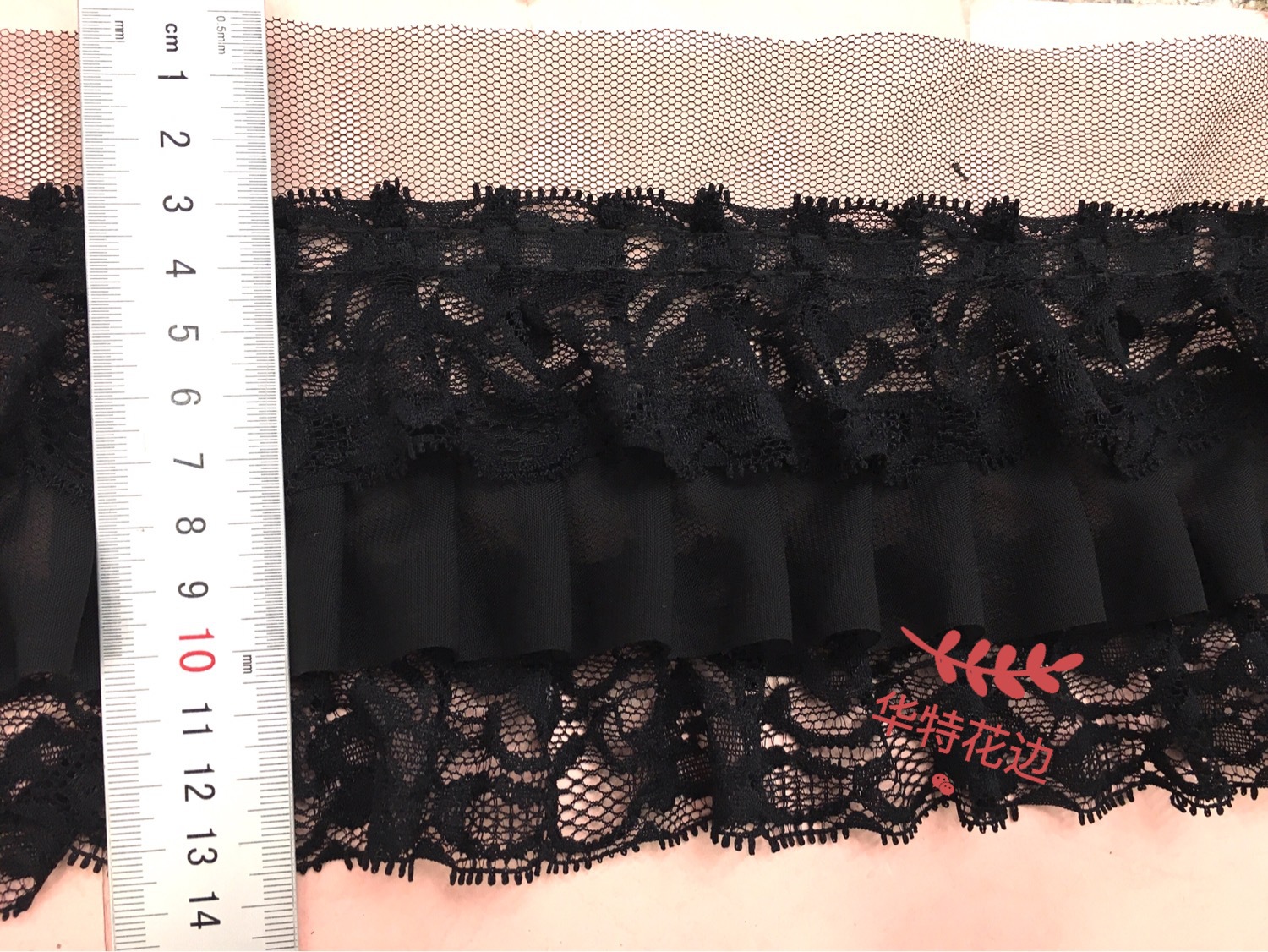 蕾丝lolita裙摆花边 微弹绣花花边辅料 双边手工缝制DIY条码 现货