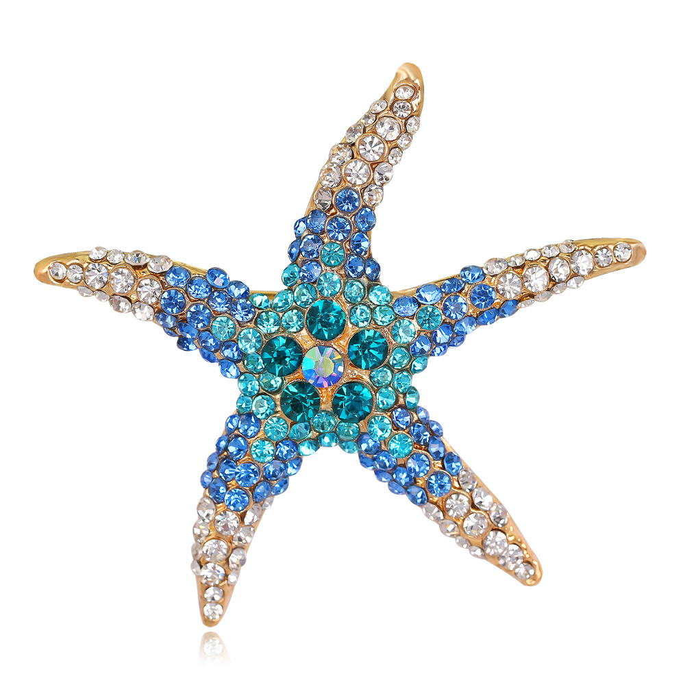New inlaid rhinestone cute multi-color starfish brooch fashion personality star corsage spot manufacturers
