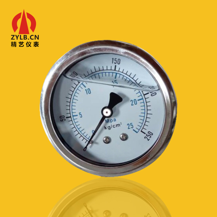 供应不锈钢耐震压力表不锈钢充油轴向压力表YBN60Z 25MPA工厂直批