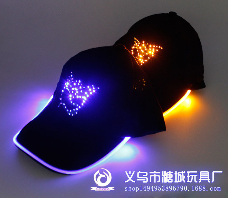 Directo de fábrica luminoso casquillo de pico LED gorra de béisbol sombrero de fibra óptica etapa rendimiento luminoso gorra sombrero