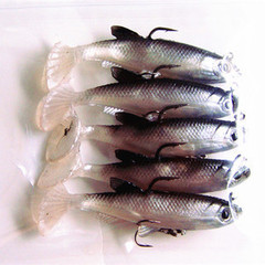 Sea Bass Bait, Black and White Lead Fish, Soft Fish, T-Tail Fish 14g 8cm Lure, Bass Soft Bait