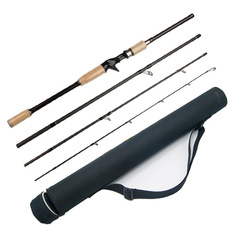 Short-section 1.8/2.1M/2.4m/2.7/3.0m M-action spinning rod with straight handle, four-piece Lure fishing rod made of carbon—portable and convenient for anglers.