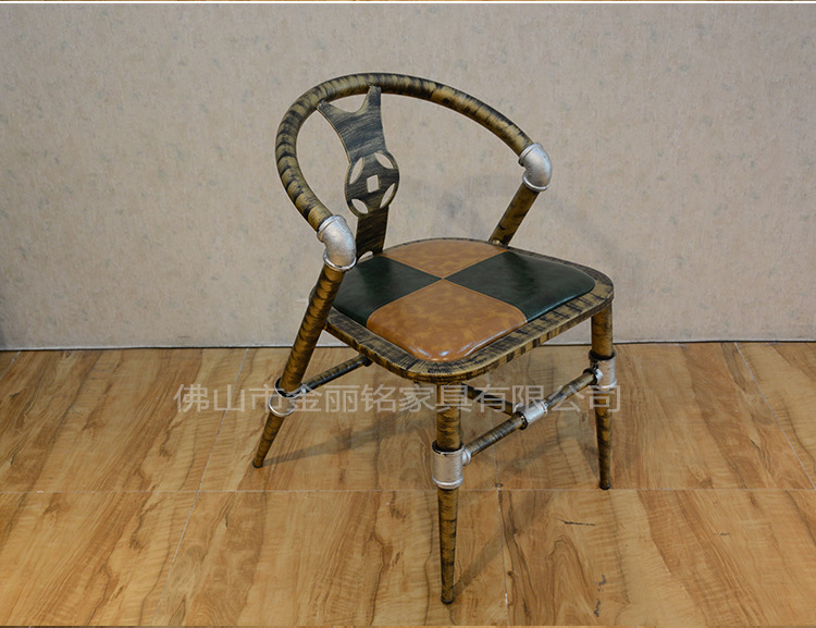 Fuente de fábrica país americano cafetería tema comedor silla occidental restaurante retro Silla de hierro metal silla creativa