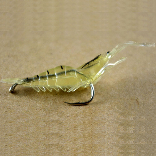 4CM realistic soft shrimp with hook, simulated soft insect shrimp Luya bait, fake bait, bionic fish bait, cocked mouth bait 1.3g soft bait