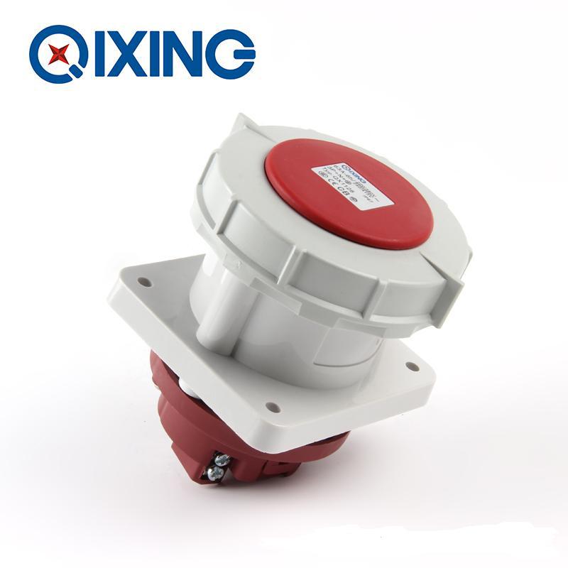启星QX1128 5芯63A IP67暗装插座/工业插座/防水工业插头插座