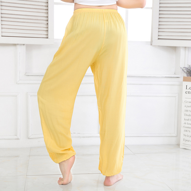 Bloomers de seda de algodón para hombres y mujeres pantalones de verano para adultos pantalones de baile a prueba de mosquitos de color sólido pantalones de artes marciales yoga Delgado image 3