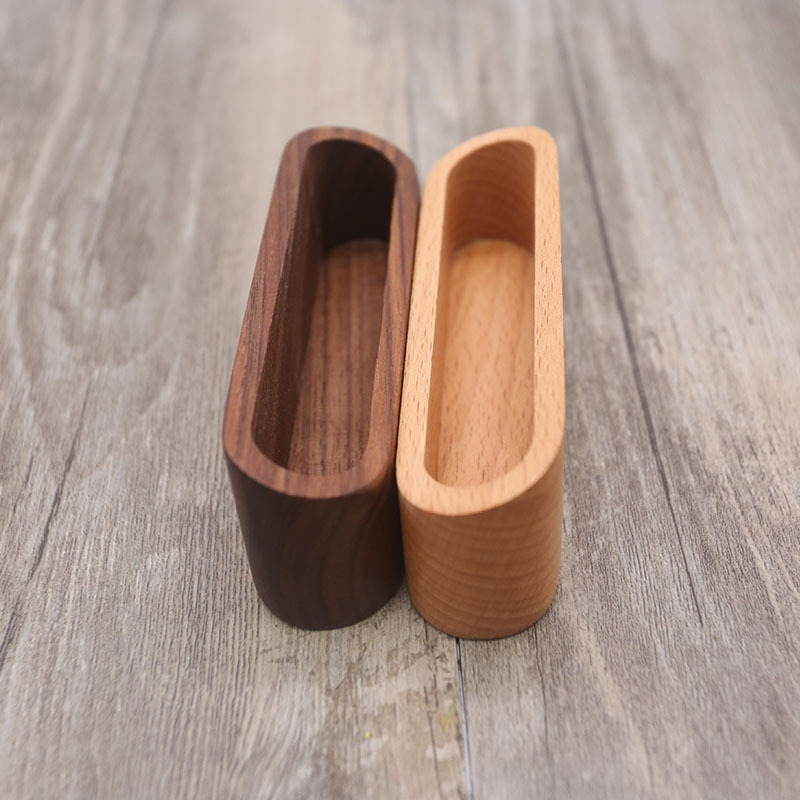 Caja de tarjetas de madera de escritorio creativo tarjeta de visita de nuez negra caja de tarjetas de madera sólida grabación láser