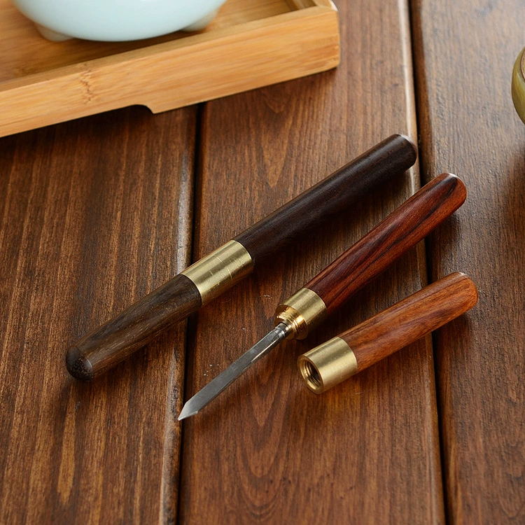 Wholesale stainless steel tea knife Damascus tea knife pry tea cake tool tea set ebony rosewood tea knife