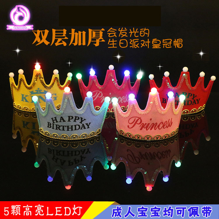 LED cantando con música corona sombrero diadema luminosa cumpleaños flash diadema fiesta diadema luminosa