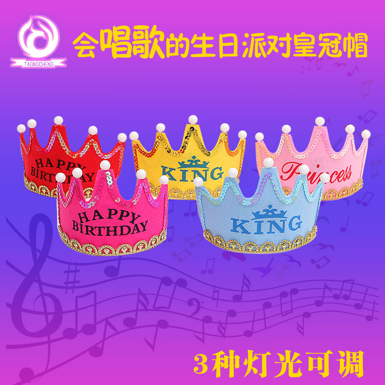 LED cantando con música corona sombrero diadema luminosa cumpleaños flash diadema fiesta diadema luminosa