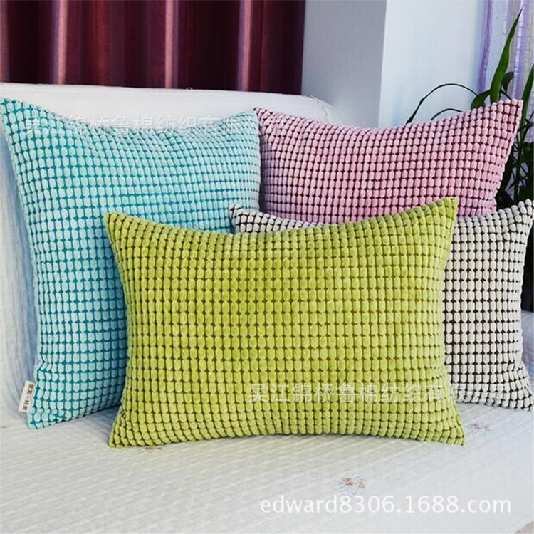 진 폴리에스터 작은 쌀 곡물 진주 포인트 작은 찐 빵 더블 컬러 스노우 벨벳 크로스 격자 대마 베개 모래 방출 두꺼운 코듀로이 천