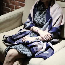 韩版秋冬季欧美长款双面围巾披肩两用女士仿羊绒空调披肩加厚批发