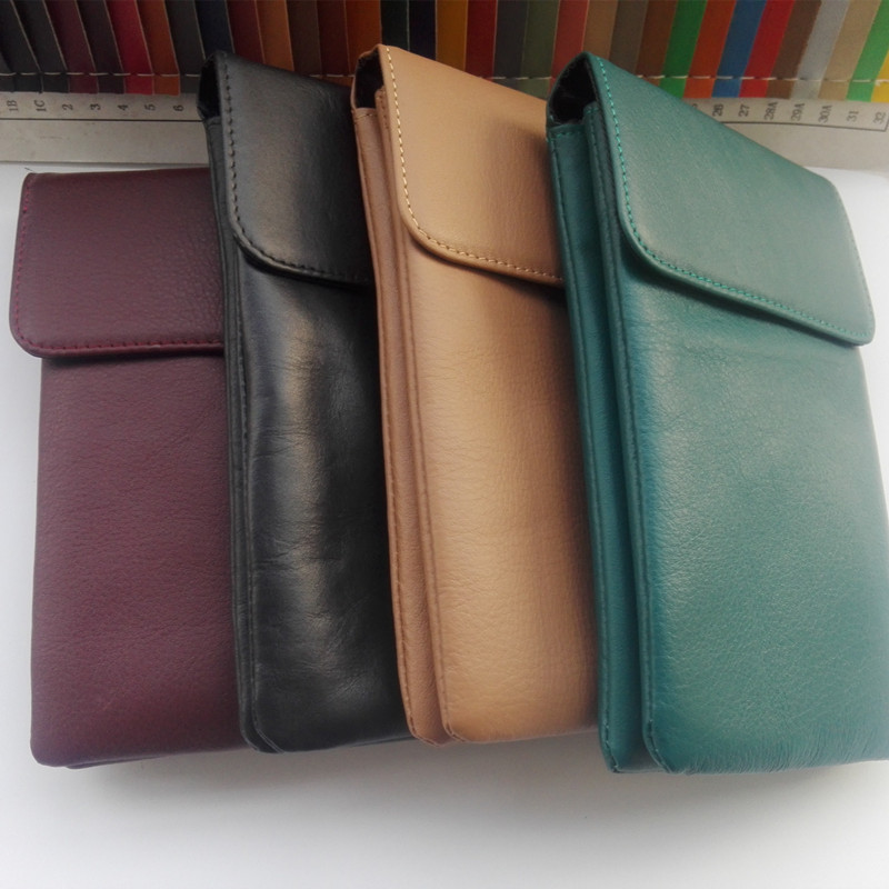 New Hot Selling Three-Layer Magnetic Buckle Apple Universal Top-Grain Cowhide 5.5-inch Mobile Phone Anti-Radiation Signal Shielding Bag