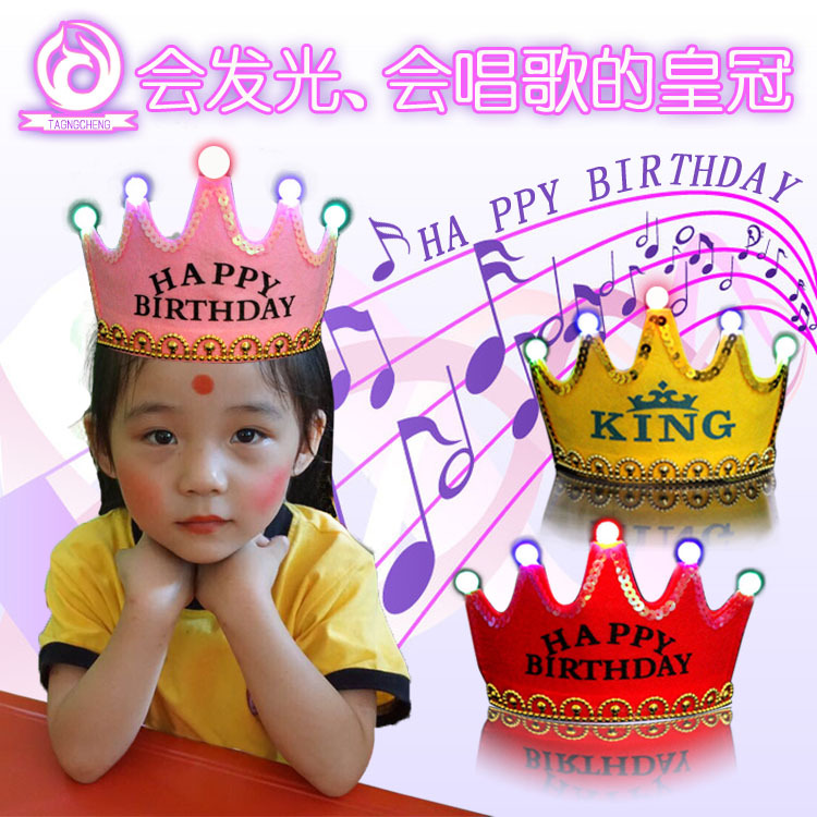 LED cantando con música corona sombrero diadema luminosa cumpleaños flash diadema fiesta diadema luminosa