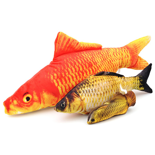 Wholesale simulated fish pet toys with catnip plush crucian carp clown fish cat toy mint fish
