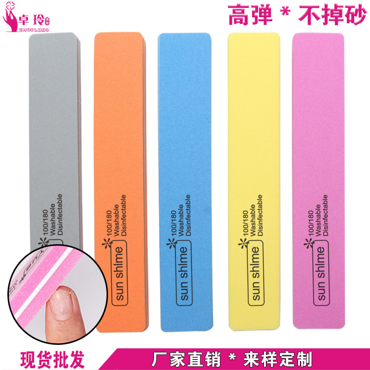 Herramientas de uñas Archivo de esponja cuadrado superficie de la uña molienda tira de arena recorte pulido lima de uñas durante todo el año en stock