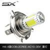 Factory direct selling motorcycle LED headlights COB H4 H7 all sides 2crees lens fog bulb