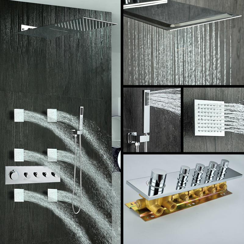 Constant temperature concealed shower shower set flying rain waterfall wall spray bath set high-end hotel special LA1081