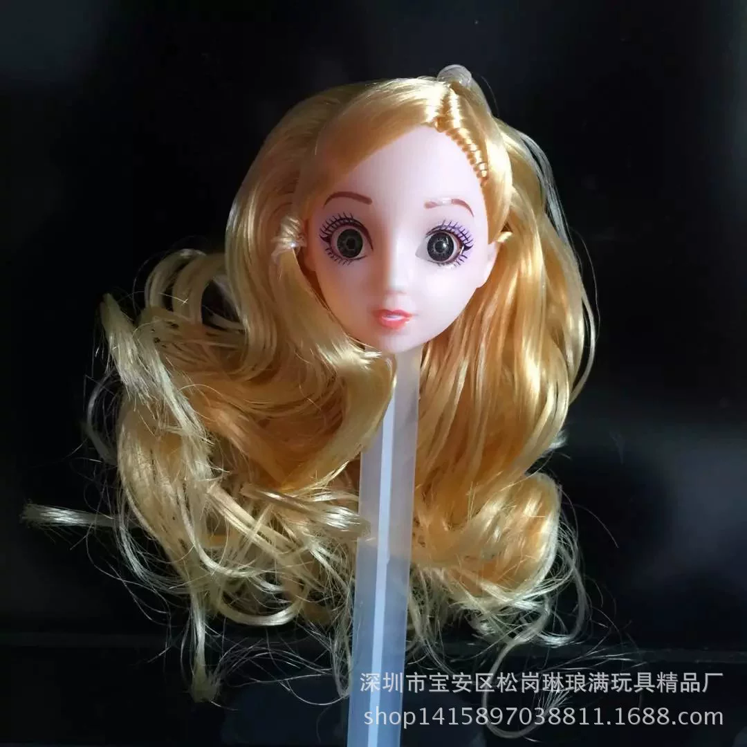 Кукольная голова 3D, длинные пряди, реалистичное лицо с большими глазами, несколько цветов и отделок