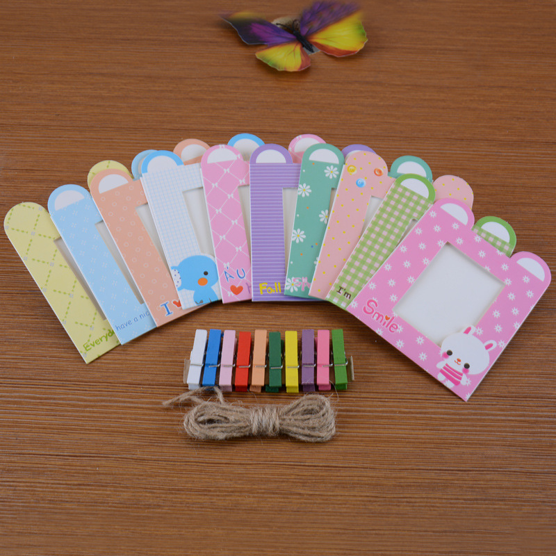 Manufacturer Wholesale Paper Photo Frames Polaroid 3inch Wall-Mounted Photo Frame Set with Hemp Rope Clips Photo Wall Picture Frame Paper Material