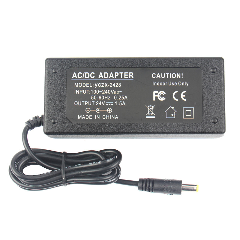 厂家供应 24V1.5A桌面式电源适配器 LED灯条灯带驱动电源