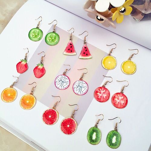 Dongdaemun INS Fruit Earrings for Women Pineapple Earrings Small Fresh Fruit Earrings Summer Popular Earrings Mixed Batch