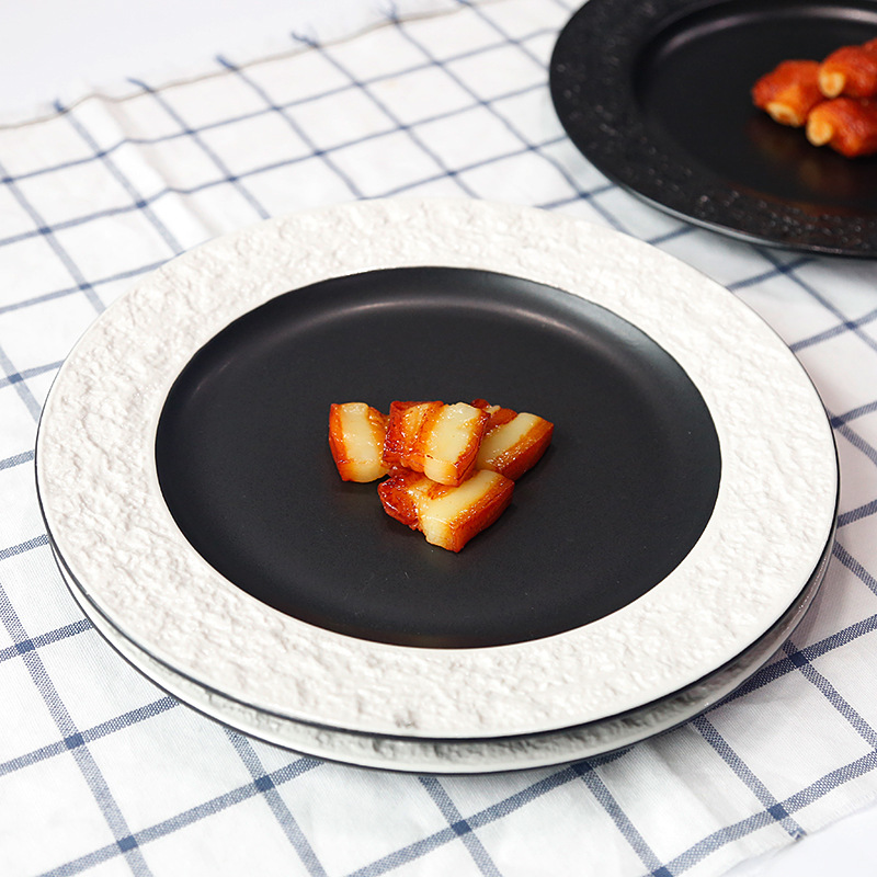 Good color head ceramic tableware steak plate stone texture effect glaze plate cake plate European disc plate batch