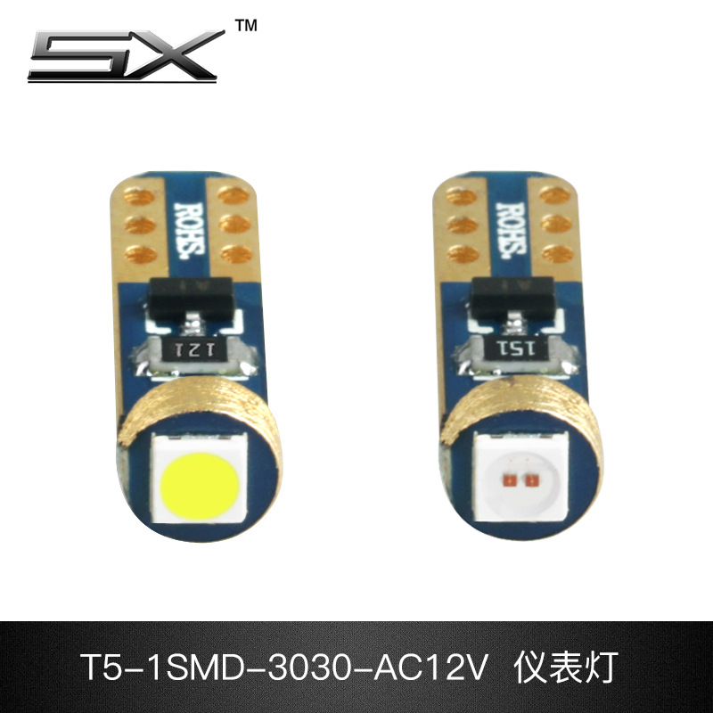T5 instrumento luz coche LED pequeña luz 1smd-3030 12V modificado universal indicador luz ancho luz colorido