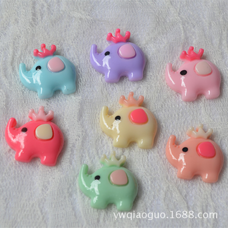 diy树脂配件皇冠大象 diy奶油胶手机壳配件 diy儿童发饰发夹材料