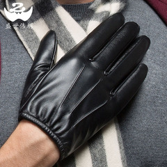 Leather driving gloves with waterproof PU, washable, lined, thick, warm, for motorbike riding, short, for men