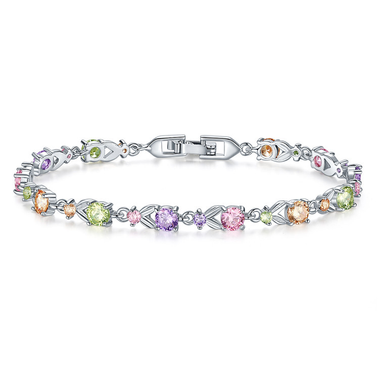 Multicolored Gemstone Bracelet for Women with Gold Plating