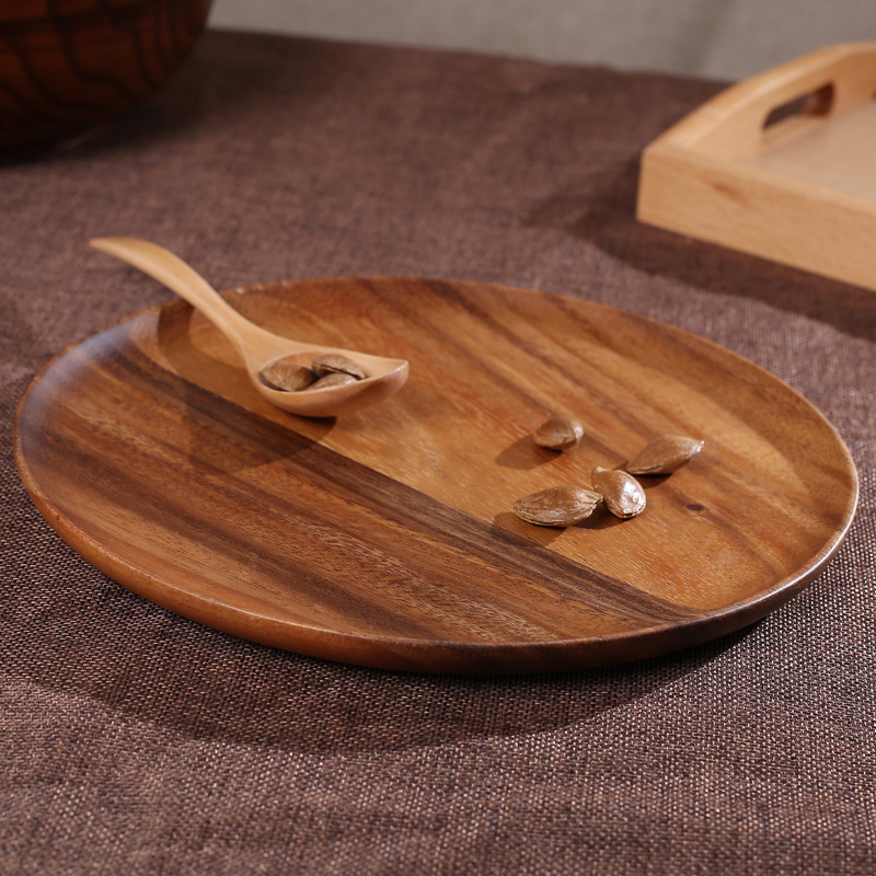 Directo de fábrica madera disco retro fruta bandeja de madera maciza plato placa LOGO gran cantidad reserva Congoyu