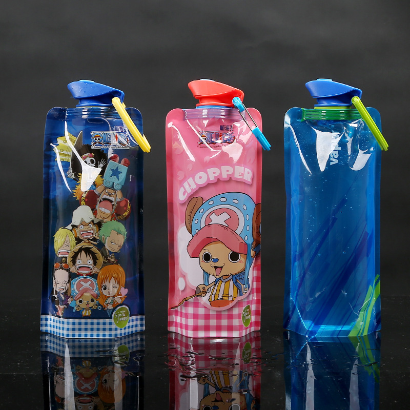 源头厂家 新款便携式折叠水袋水壶单独OPP袋包装