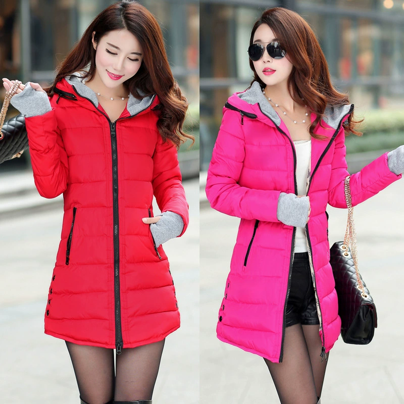 Warm cotton long down jacket with down, plus size, mid-length, European style