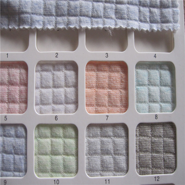 现货供应针织提花面料 针织格子面料 秋冬夹棉提花婴儿布料