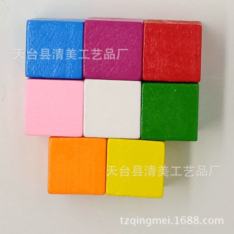 Cubo de madera 8 colores Pino cuadrado 15mm/20mm/25mm color tridimensional cuadrado madera mezclado
